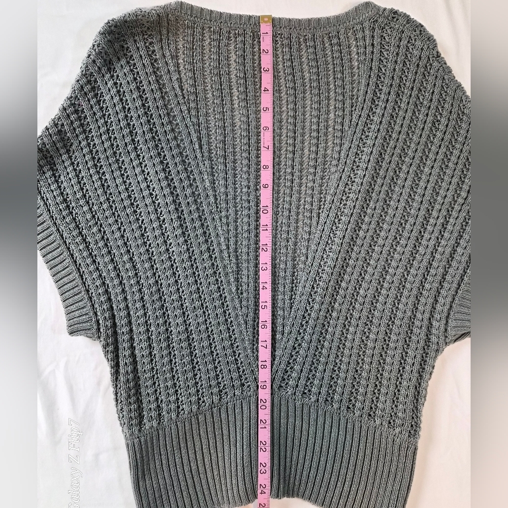 Peruvian Connection 100% Pima Cotton Open-Knit Cardigan Sweater - Gray - L - Picture 7 of 7